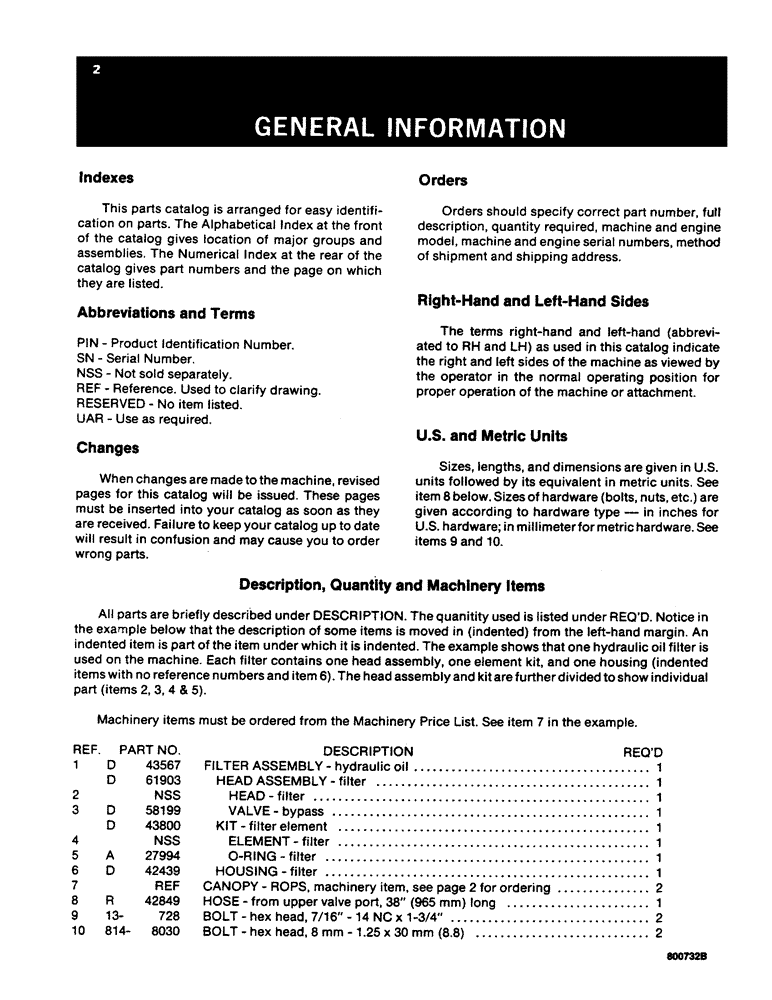 Схема запчастей Case 350B - (002) - GENERAL INFORMATION (00) - GENERAL