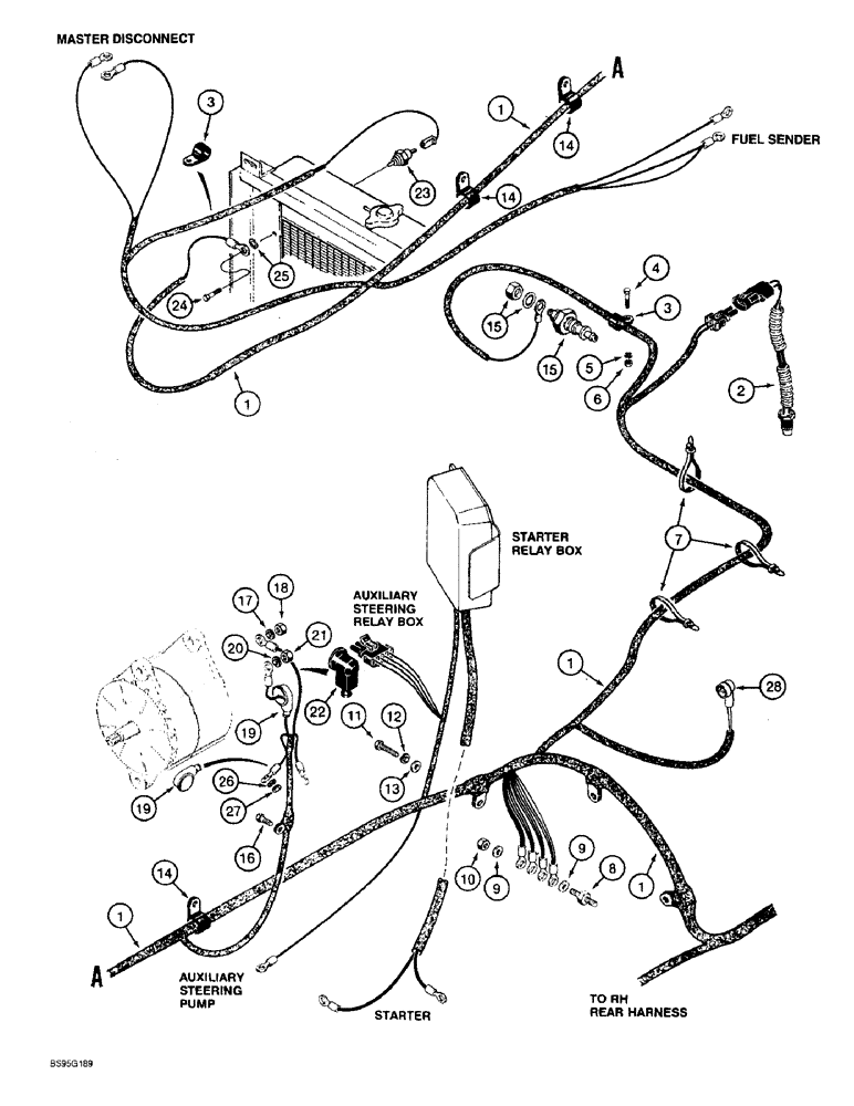 Схема запчастей Case 621B - (4-30) - REAR HARNESS, ENGINE LEFT-HAND SIDE (04) - ELECTRICAL SYSTEMS