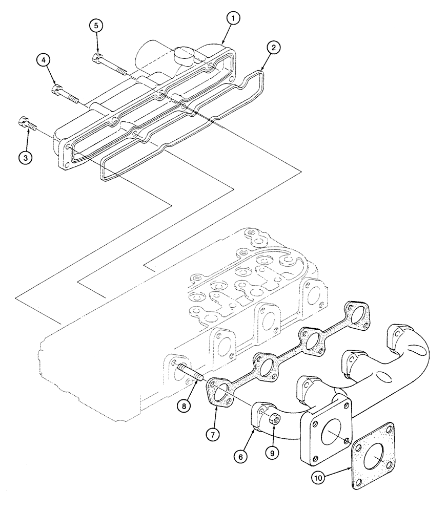 Схема запчастей Case 460 - (2-16) - INTAKE MANIFOLD AND EXHAUST MANIFOLD, KUBOTA V1505-B ENGINE (02) - ENGINE