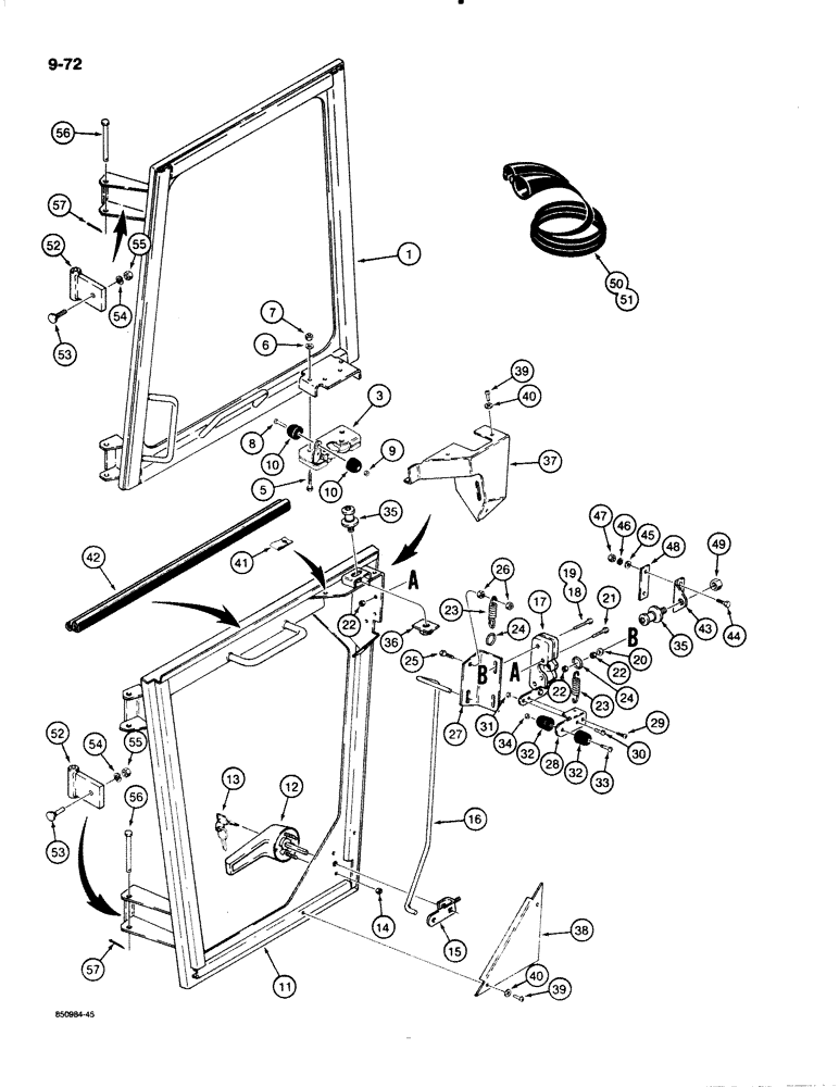 Схема запчастей Case W20C - (9-072) - CAB DOORS, CAB SN 53700 AND AFTER (09) - CHASSIS/ATTACHMENTS