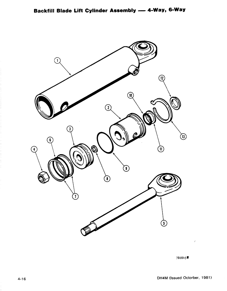 Схема запчастей Case DH4B - (4-16) - BACKFILL BLADE LIFT CYLINDER ASSEMBLY - 4-WAY, 6-WAY (35) - HYDRAULIC SYSTEMS