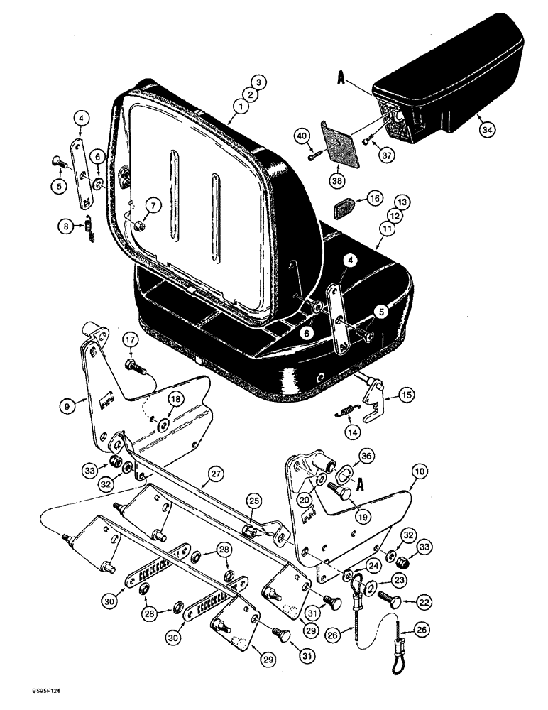 Схема запчастей Case 821B - (9-053A) - SUSPENSION SEATS - GRAY (09) - CHASSIS/ATTACHMENTS