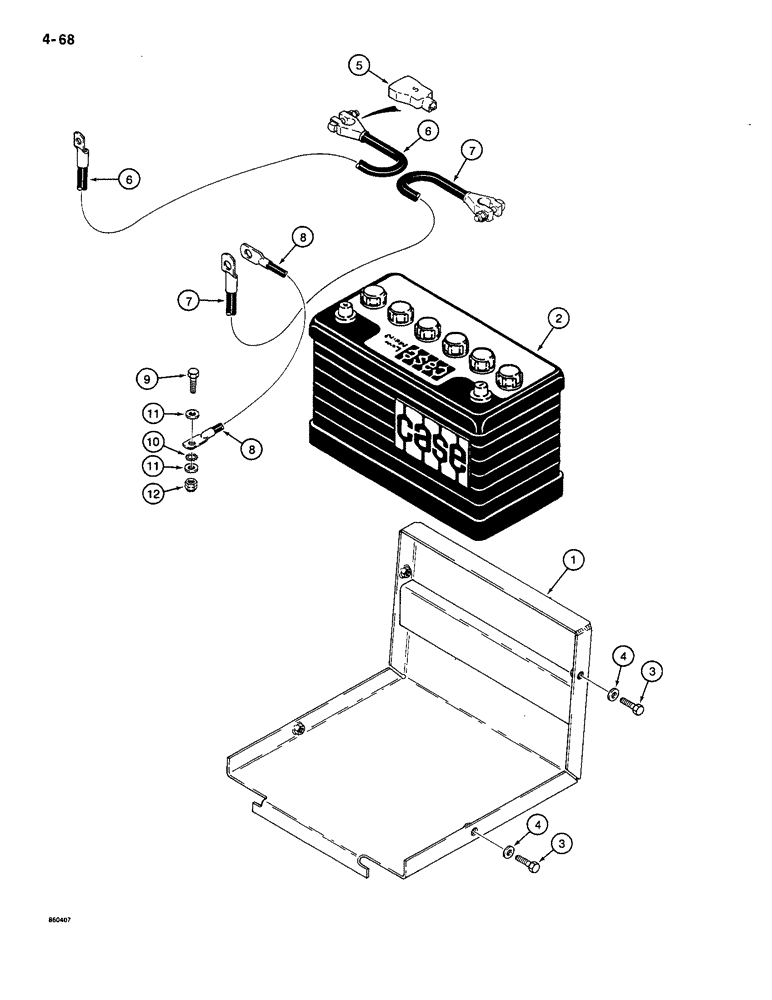 Схема запчастей Case CASE - (4-68) - BATTERY, MOUNTING, AND CABLES (04) - ELECTRICAL SYSTEMS