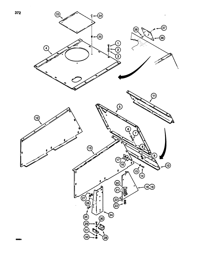 Схема запчастей Case W20B - (372) - HOOD AND FRONT PANEL (09) - CHASSIS/ATTACHMENTS