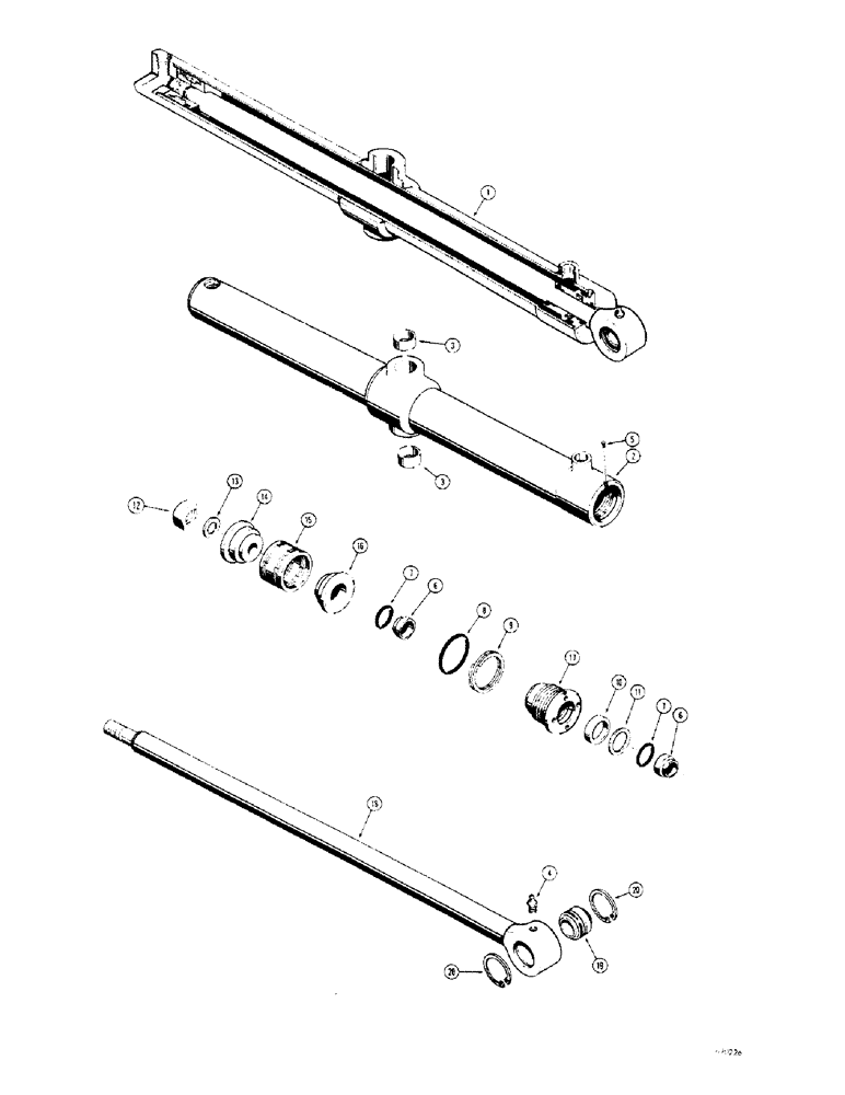 Схема запчастей Case 310G - (268) - DOZER LIFT CYLS., (ALL DOZER MODELS EXCEPT PWR ANGLE-TILT DOZER), USES SPLIT SNAP IN OUTER ROD WIPER (07) - HYDRAULIC SYSTEM