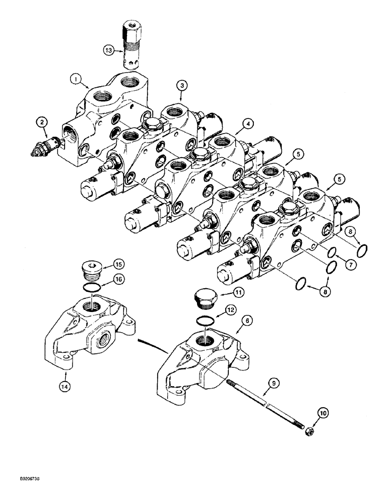 Схема запчастей Case 821B - (8-26) - LOADER CONTROL VALVE - FOUR SPOOL, POWER BEYOND KIT (08) - HYDRAULICS