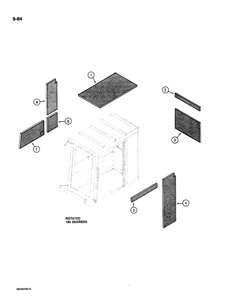Схема запчастей Case 1085C - (9-084) - MATERIAL HANDLING CAB, INSULATION (09) - CHASSIS/ATTACHMENTS