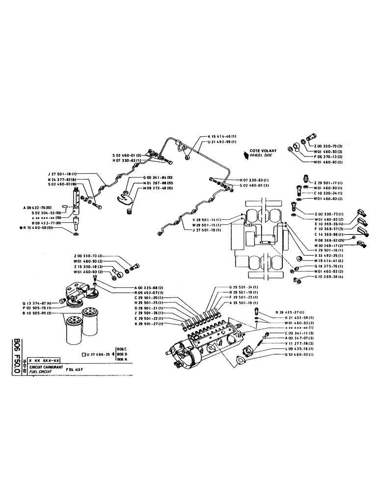 Схема запчастей Case 220 - (B-032) - FUEL CIRCUIT (02) - FUEL SYSTEM