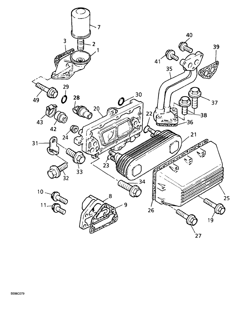 Схема запчастей Case 689G - (02-30) - OIL COOLER AND FILTER (02) - ENGINE