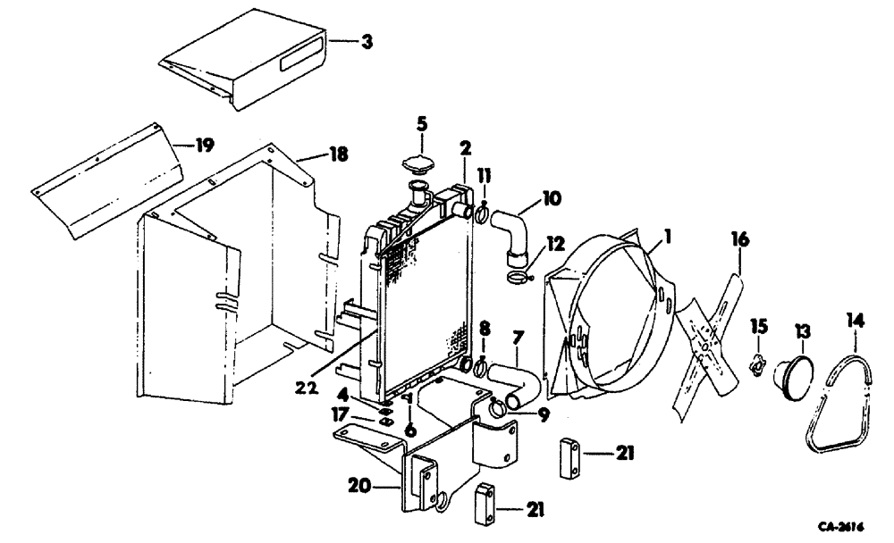 Схема запчастей Case 3400 - (008) - RADIATOR AND CONNECTIONS (10) - ENGINE