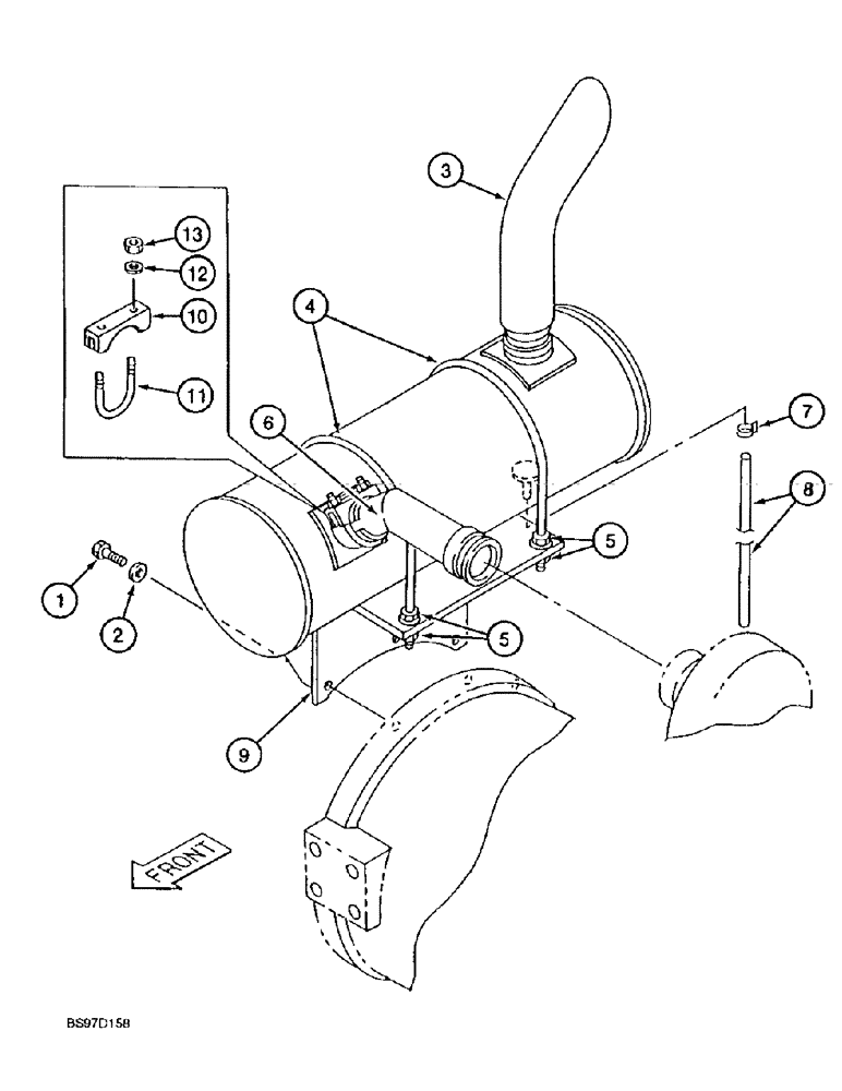 Схема запчастей Case 9020B - (2-020) - MUFFLER AND EXHAUST SYSTEM, P.I.N. DAC0202001 AND AFTER (02) - ENGINE