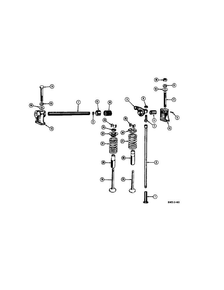 Схема запчастей Case 420C - (018) - VALVES, PUSH RODS AND ROCKER ARMS - GAS (01) - ENGINE