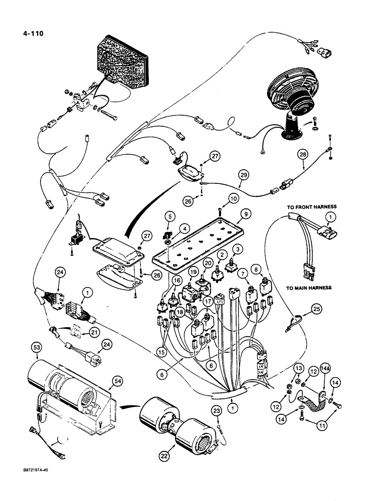 Схема запчастей Case W36 - (4-110) - OPERATORS COMPARTMENT, WIRING AND ELECTRICAL ACCESSORIES (04) - ELECTRICAL SYSTEMS