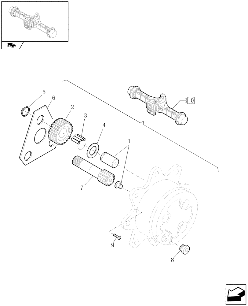 Схема запчастей Case 21E - (073[08]) - 20 KM/H REAR SELF-LOCKING AXLE: WHEEL HUB (05) - REAR AXLE