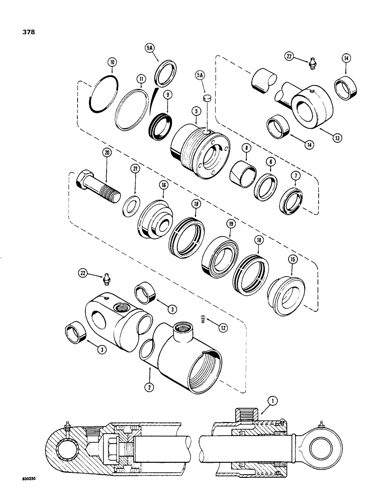 Схема запчастей Case 480C - (378) - G33456 THREE-POINT HITCH LIFT CYLINDER, WITH TWO PIECE PISTON (35) - HYDRAULIC SYSTEMS