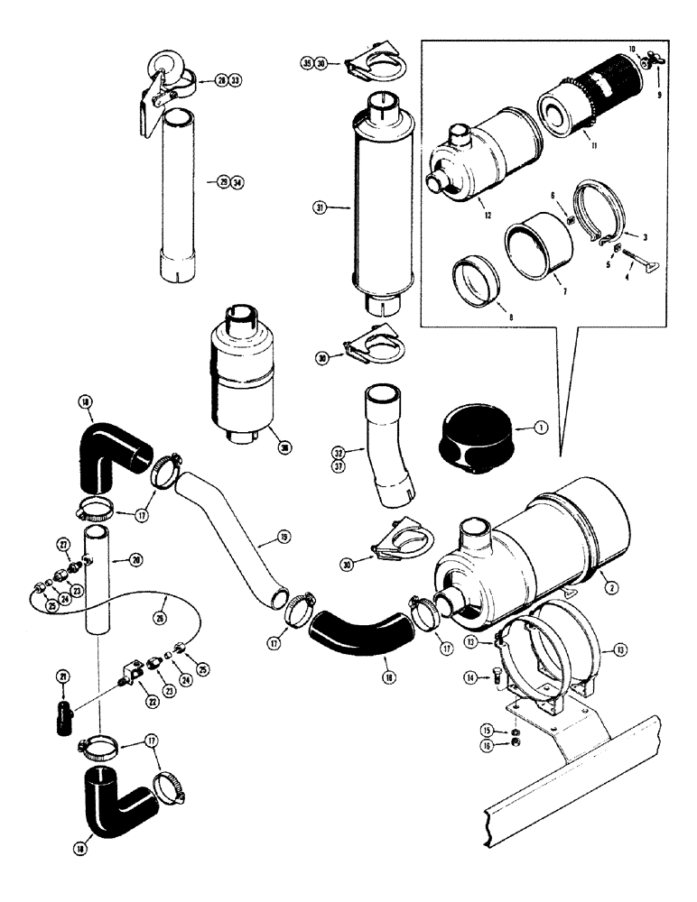 Схема запчастей Case 680CK - (008) - AIR CLEANER AND MUFFLER, (267) DIESEL ENGINE (10) - ENGINE