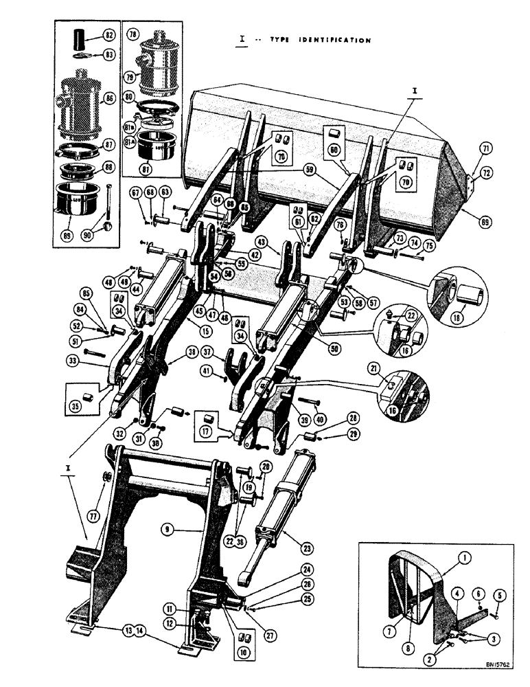 Схема запчастей Case 800 - (166) - REAR HINGE LOADER (TYPE I) (05) - UPPERSTRUCTURE CHASSIS