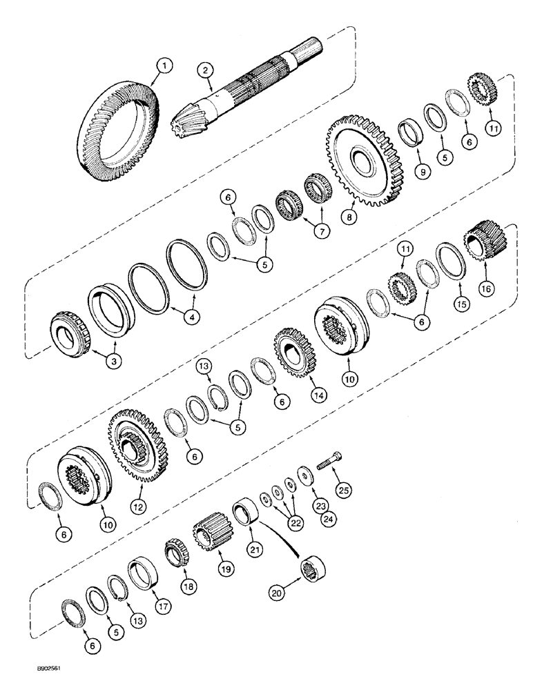 Схема запчастей Case 590 - (6-56) - TRANSAXLE ASSEMBLY, TRANSAXLE COUNTERSHAFT (06) - POWER TRAIN