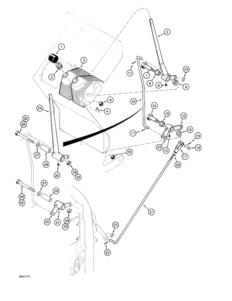 Схема запчастей Case 590 - (6-28) - FRONT DRIVE AXLE CONTROL, WITH SHIFT LEVER WELDED TO BELLCRANK (06) - POWER TRAIN