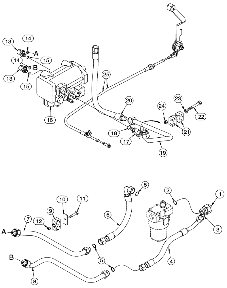 Схема запчастей Case 95XT - (08-31) - HYDRAULICS, ATTACHMENT - HIGH FLOW, PISTON, SUPPLY & RETURN TO PUMP (08) - HYDRAULICS