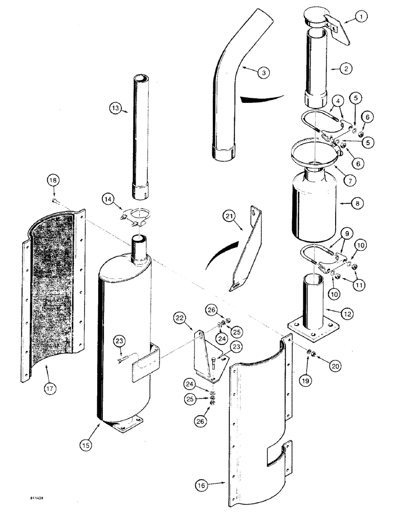 Схема запчастей Case 475 - (052) - OPTIONAL MUFFLERS, SPARK ARRESTER MUFFLER (10) - ENGINE
