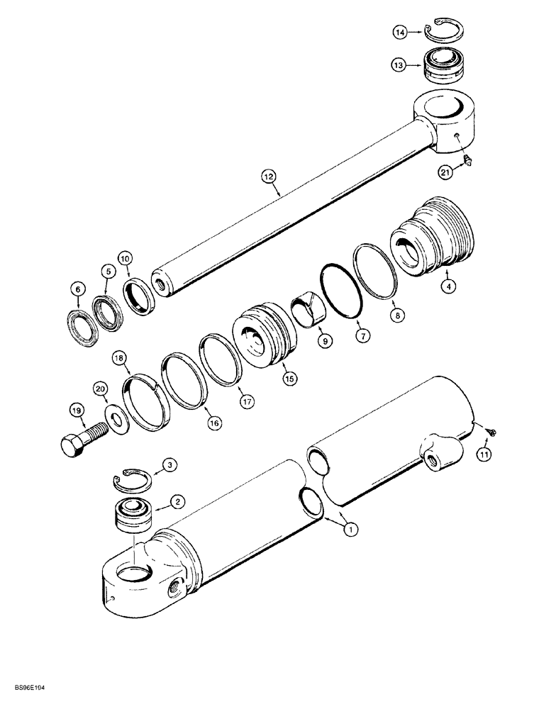 Схема запчастей Case 650G - (8-28) - 116969A1 ANGLE CYLINDER (08) - HYDRAULICS