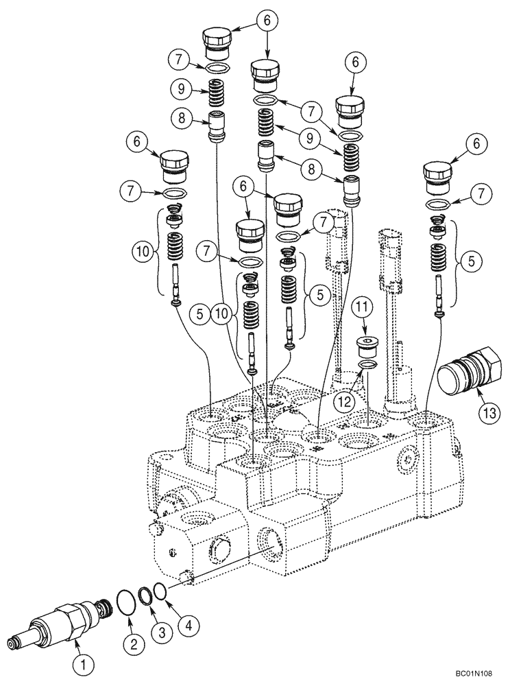 Схема запчастей Case 40XT - (08-11) - VALVE ASSY, CONTROL - LOADER (08) - HYDRAULICS