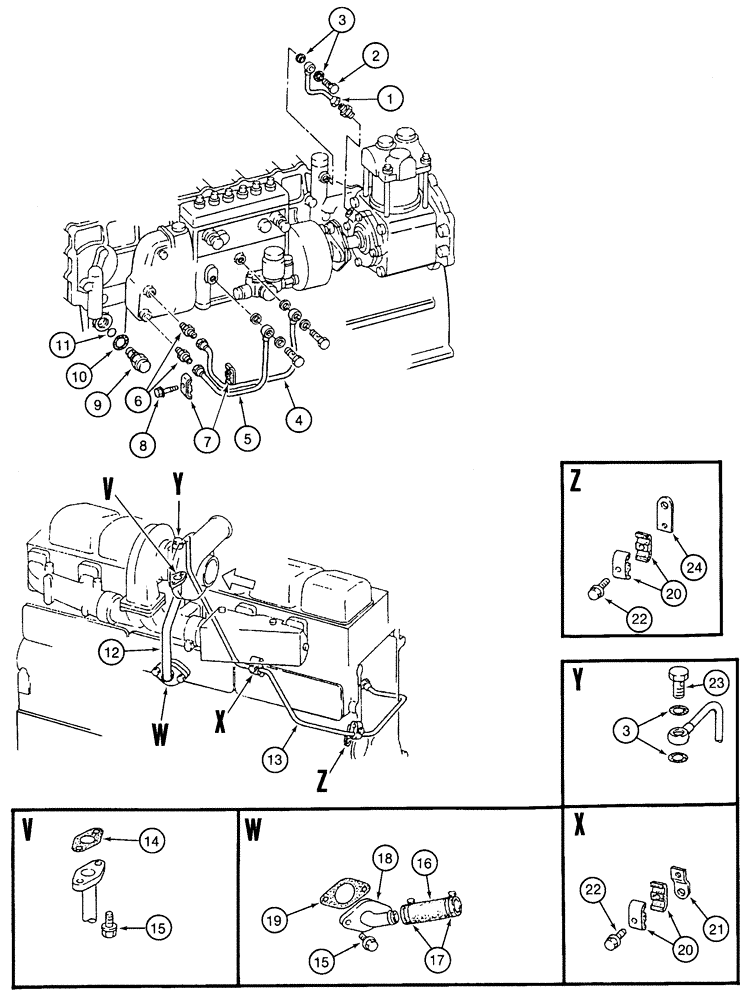 Схема запчастей Case 9050 - (2-56) - OIL LINES (02) - ENGINE