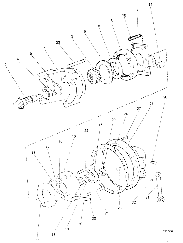 Схема запчастей Case 580F - (360) - TRANSMISSION BRAKE, FOR GERMANY (33) - BRAKES & CONTROLS