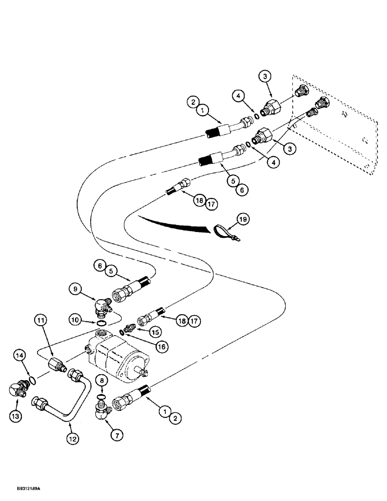 Схема запчастей Case 560 - (8-104) - TRENCHER DRIVE HYDRALIC CIRCUIT, REAR BULKHEAD PLATE TO TRENCHER DRIVE MOTOR (08) - HYDRAULICS