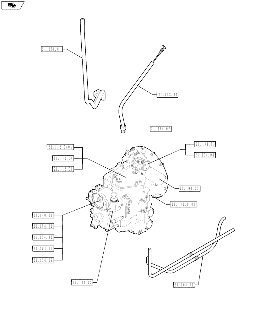 Схема запчастей Case 580SN WT - (00.000.21[01]) - PICTORIAL INDEX - TRANSMISSION POWERSHUTTLE (00) - GENERAL & PICTORIAL INDEX