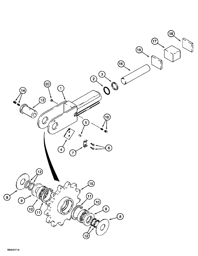 Схема запчастей Case 560 - (9-073C) - TRENCHER BOOM END AND SPROCKET, EARLY PRODUCTION, STANDARD BOOM (09) - CHASSIS/ATTACHMENTS