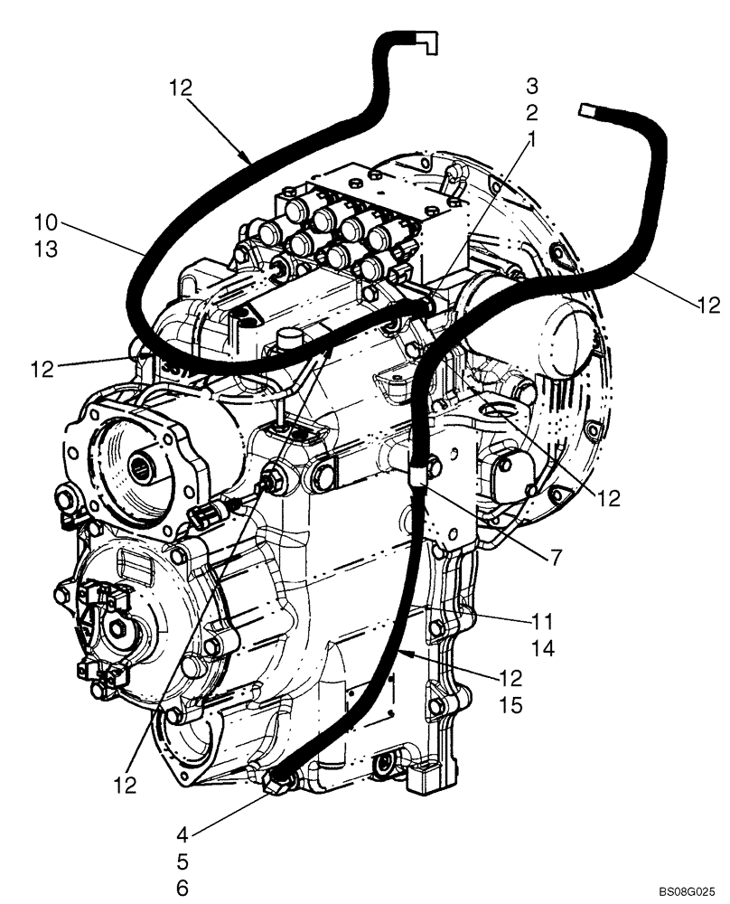 Схема запчастей Case 590SM - (07-05B) - BRAKE LINES TO TRANSMISSION - 4WD POWERSHIFT (590SM+) (07) - BRAKES