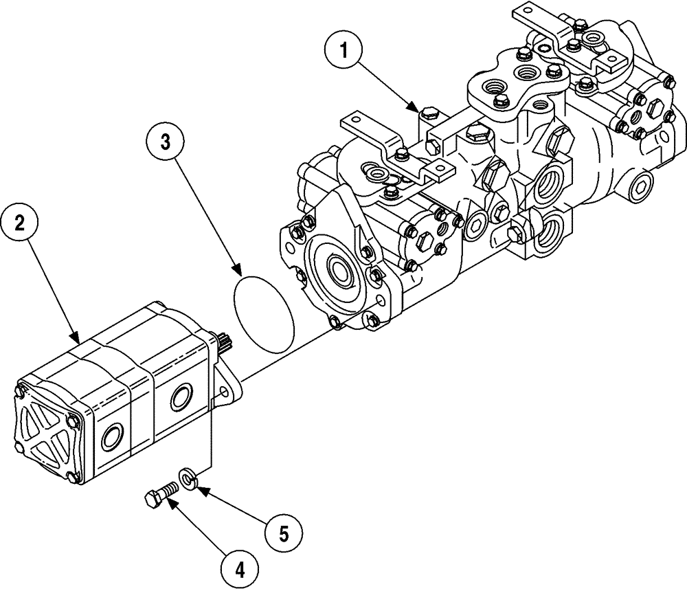 Схема запчастей Case 6010 - (08-11) - MOUNTING - HYDRAULIC DOUBLE GEAR PUMP ASSY (35) - HYDRAULIC SYSTEMS