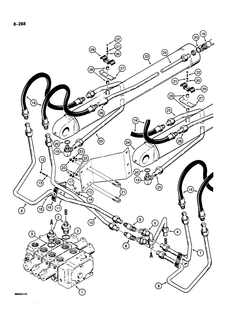 Схема запчастей Case W36 - (8-268) - LOADER BUCKET HYDRAULIC CIRCUIT (08) - HYDRAULICS