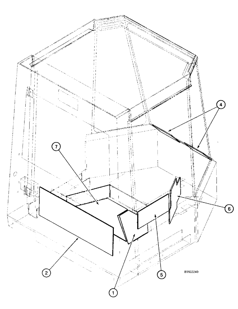 Схема запчастей Case 821B - (9-061C) - CAB INSULATION, MODELS WITH AIR CONDITIONING (09) - CHASSIS/ATTACHMENTS
