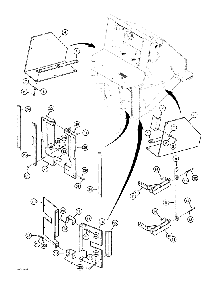 Схема запчастей Case W36 - (9-490) - GUARDS - FORESTRY MODELS (09) - CHASSIS