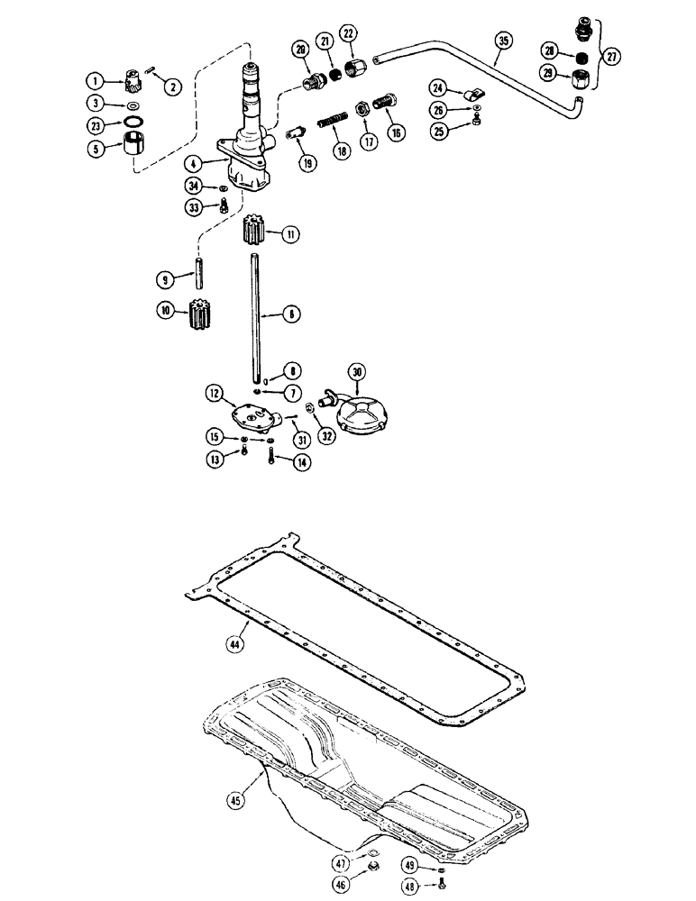 Схема запчастей Case 1150 - (023A) - OIL PUMP, (401) DIESEL ENGINE, USED PRIOR TO ENG. SER. NO. 2174169 (01) - ENGINE