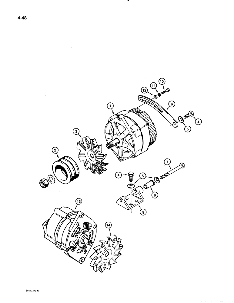 Схема запчастей Case W30 - (4-48) - ELECTRICAL SYSTEM, 40 AND 45 AMP ALTERNATORS AND MOUNTING PARTS (04) - ELECTRICAL SYSTEMS