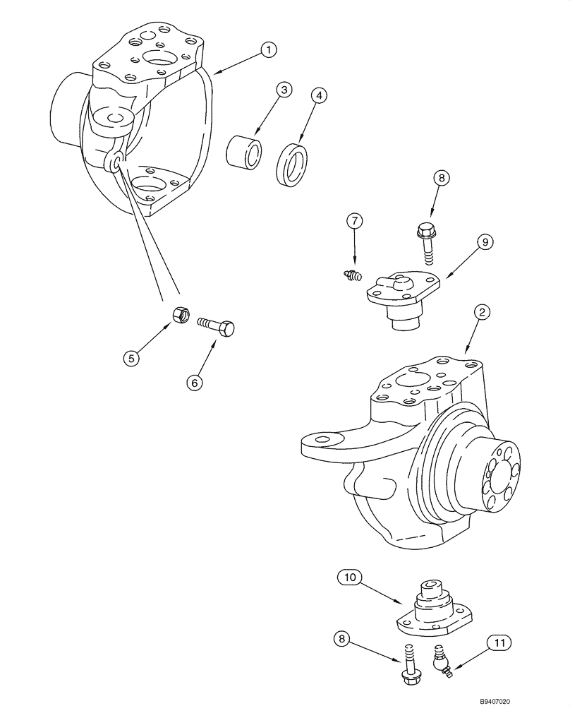 Схема запчастей Case 580SM - (05-12) - AXLE, FRONT DRIVE - HOUSING, SWIVEL (05) - STEERING
