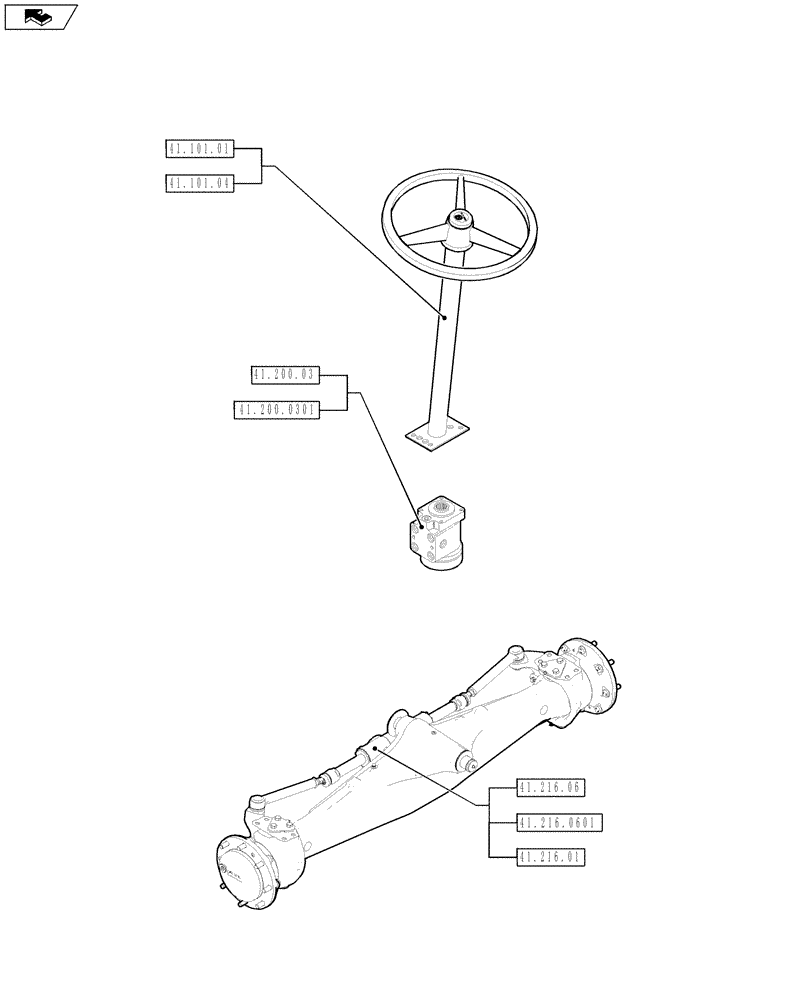 Схема запчастей Case 580SN WT - (00.000.41[01]) - PICTORIAL INDEX - STEERING (00) - GENERAL & PICTORIAL INDEX