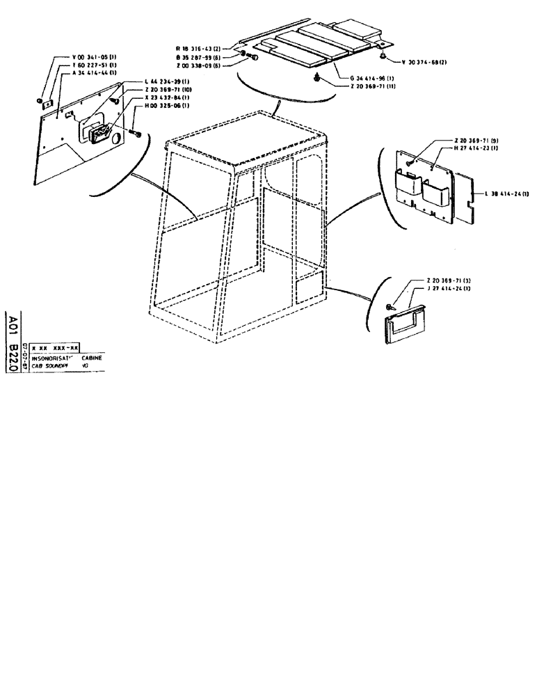 Схема запчастей Case 90BCL - (009) - CAB SOUNDPROOFING (05) - UPPERSTRUCTURE CHASSIS