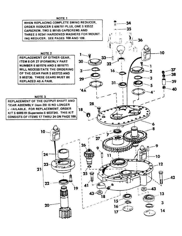 Схема запчастей Case 40BLC - (106) - SWING REDUCER, (USED ON UNITS WITH SERIAL NUMBER 479 THRU 803) (04) - UNDERCARRIAGE