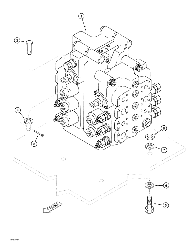 Схема запчастей Case 9030 - (8-58) - CONTROL VALVE MOUNTING (08) - HYDRAULICS