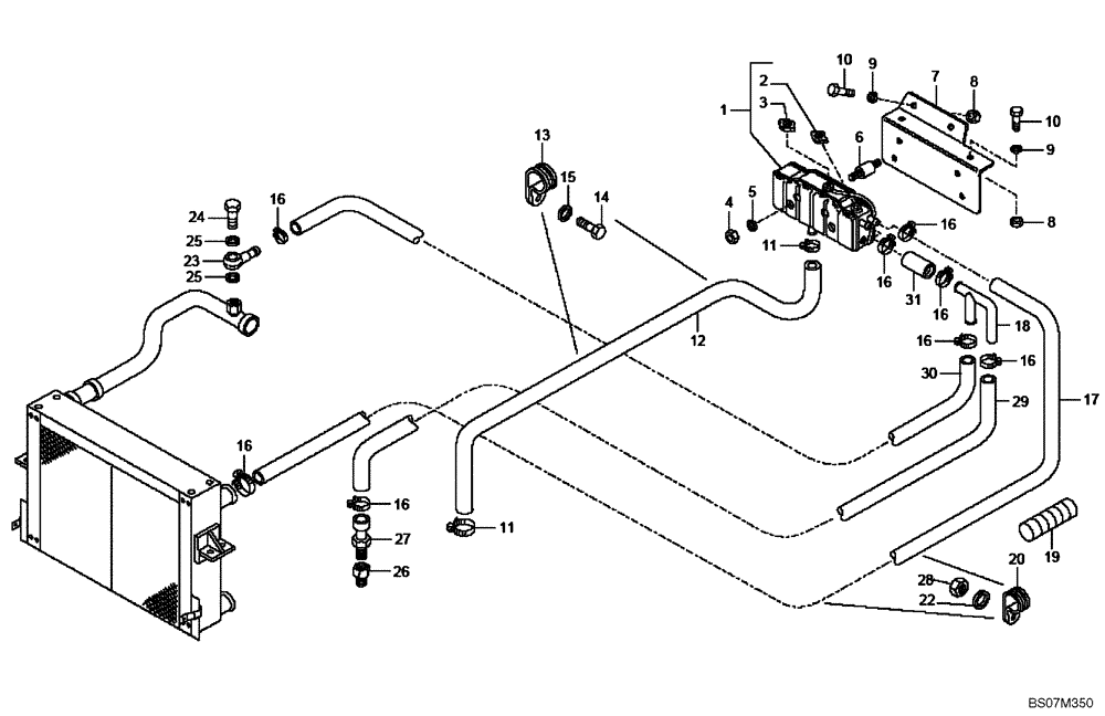 Схема запчастей Case 325 - (0.550/1[02B]) - ENGINE COOLING SYSTEM - PIPING (87518547) (325 NA / PIN HHD000110 AND AFTER) (01) - ENGINE
