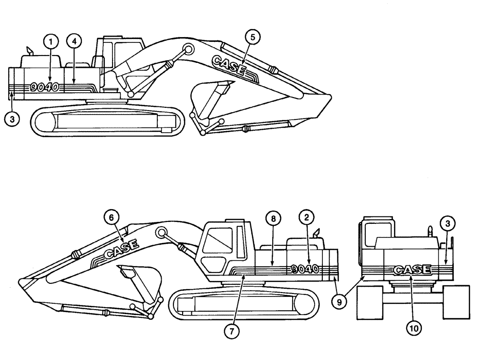 Схема запчастей Case 9040 - (9-86) - DECALS, MODEL IDENTIFICATION AND STRIPING (09) - CHASSIS