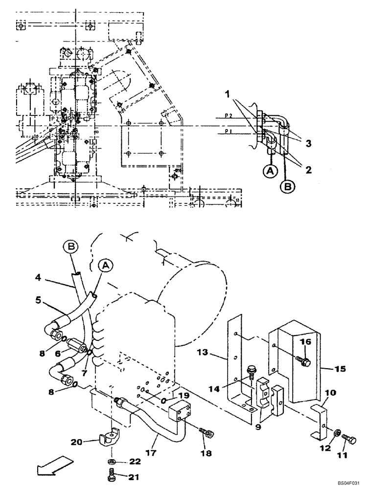 Схема запчастей Case CX160 - (08-04A) - HYDRAULICS - CONTROL VALVE SUPPLY; P.I.N. DAC0716270 - (08) - HYDRAULICS