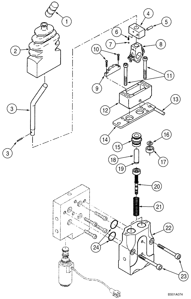 Схема запчастей Case 721E - (08-51) - VALVE ASSY - JOYSTICK WITH DUAL LEVER (08) - HYDRAULICS