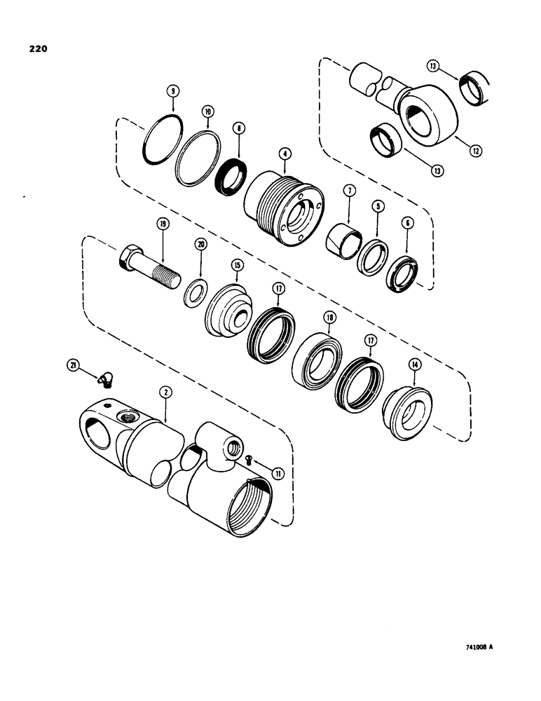 Схема запчастей Case 35 - (220) - G33558 LOADER HYDRA-LEVELING CYLINDER, WITH TWO PIECE PISTON 