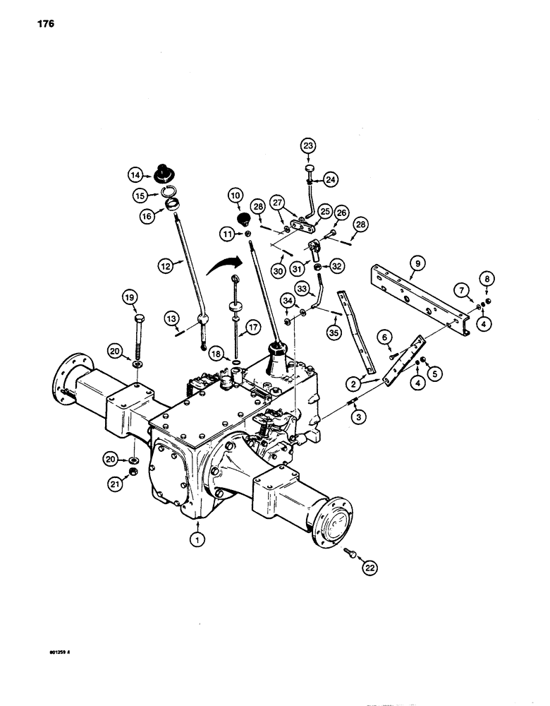 Схема запчастей Case 480LL - (176) - TRANSAXLE AND DIFFERENTIAL LOCK, USED BEFORE TRANSAXLE S/N 16270319 (27) - REAR AXLE SYSTEM